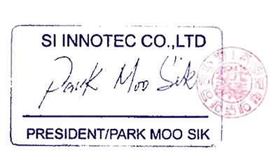 SI Innotec company seal and signature
